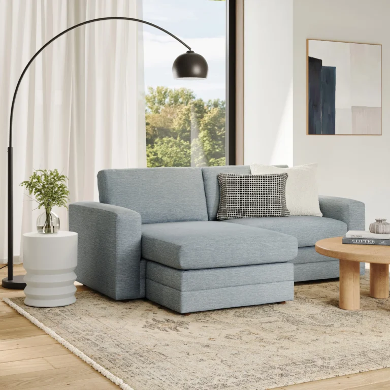 Riley 84_ Reversible Storage Sectional - Silver Light Blue