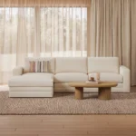 Riley 118.5_ Left Sectional - Ivory Wool Bouclé