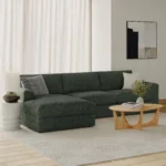 Riley 118_ Left Storage Sleeper Sectional - Green Wool Bouclé