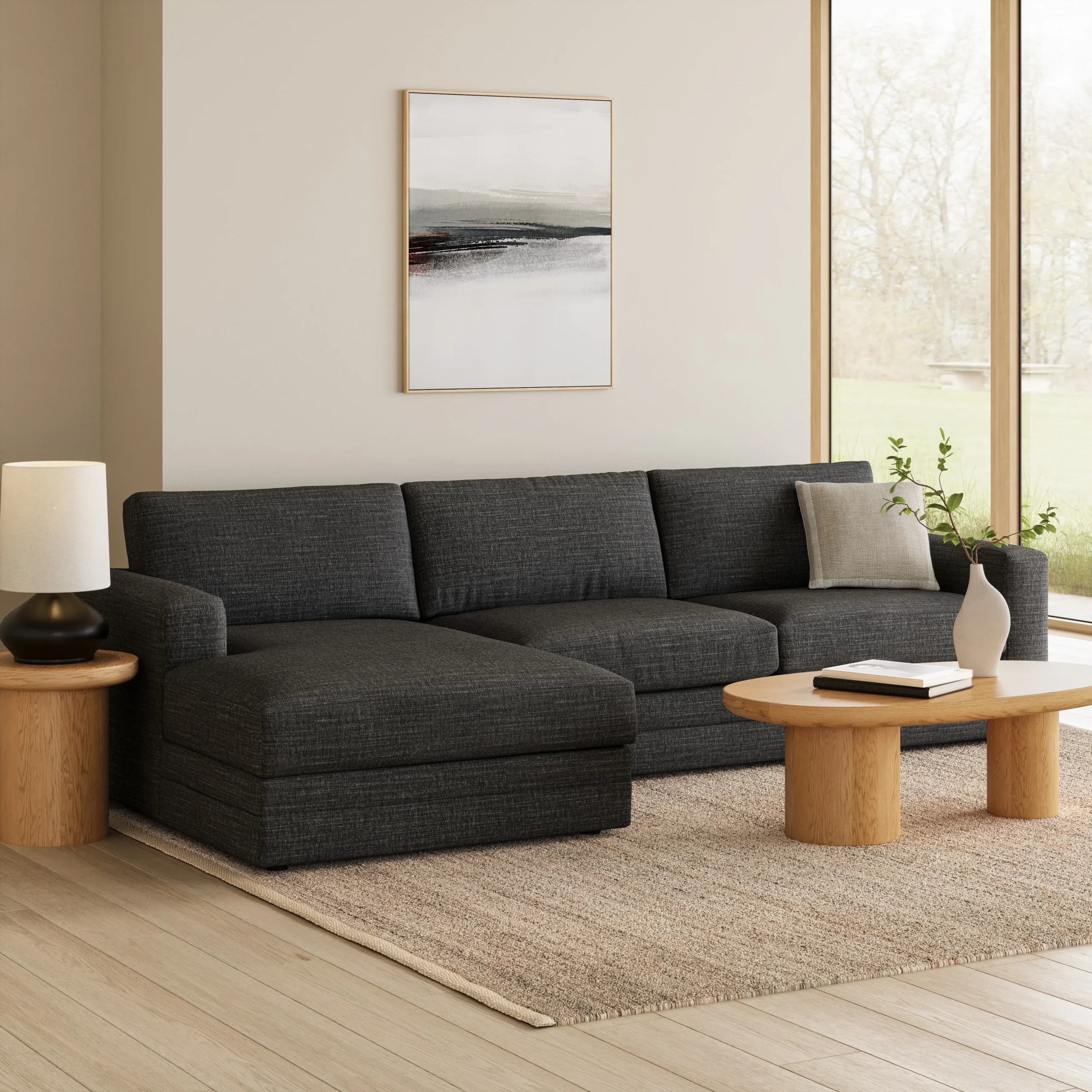 Riley 118_ Left Storage Sleeper Sectional - Napa Charcoal