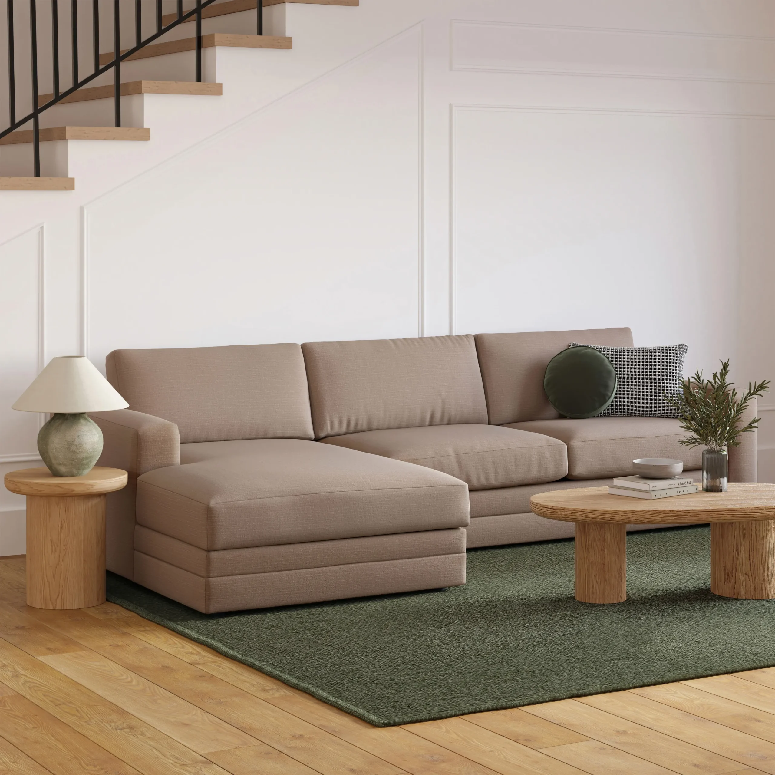 Riley 118_ Left Storage Sleeper Sectional - Napa Quartz
