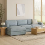 Riley 118_ Left Storage Sleeper Sectional - Silver Light Blue