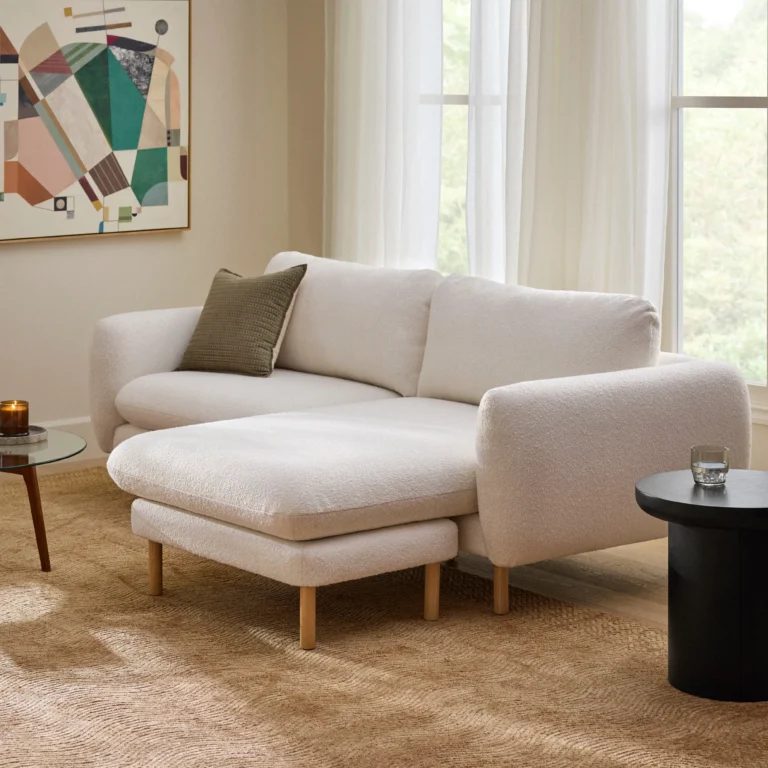 Sanders 85.5_ Reversible Sectional - Ivory Wool Bouclé