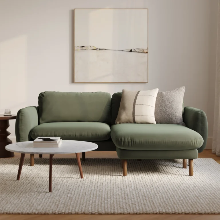 Sanders 85.5_ Velvet Reversible Sectional - Plush Pacific Green