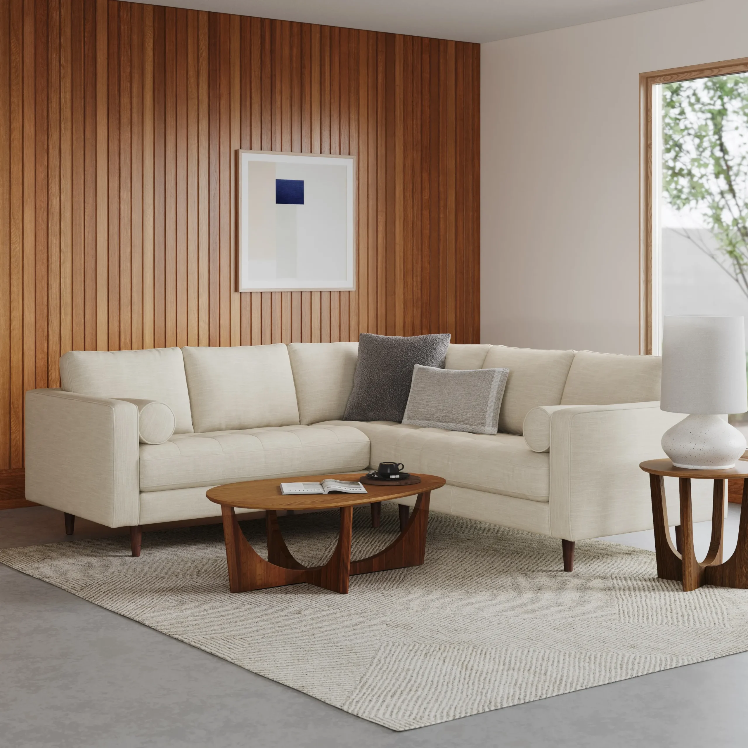 Sven 91_ Tufted Corner Sectional - Biscuit Cream