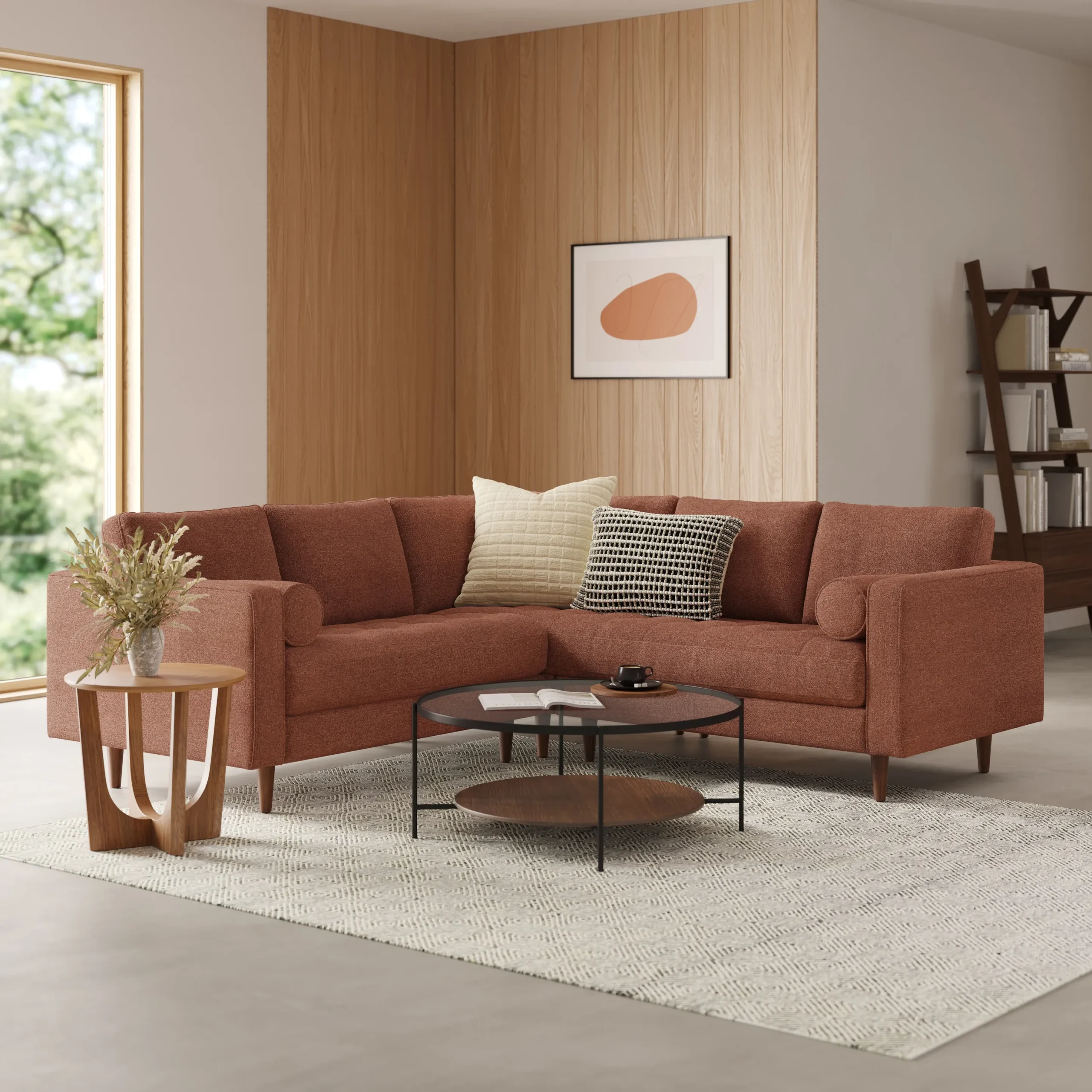 Sven 91_ Tufted Corner Sectional - Ratine Oxide