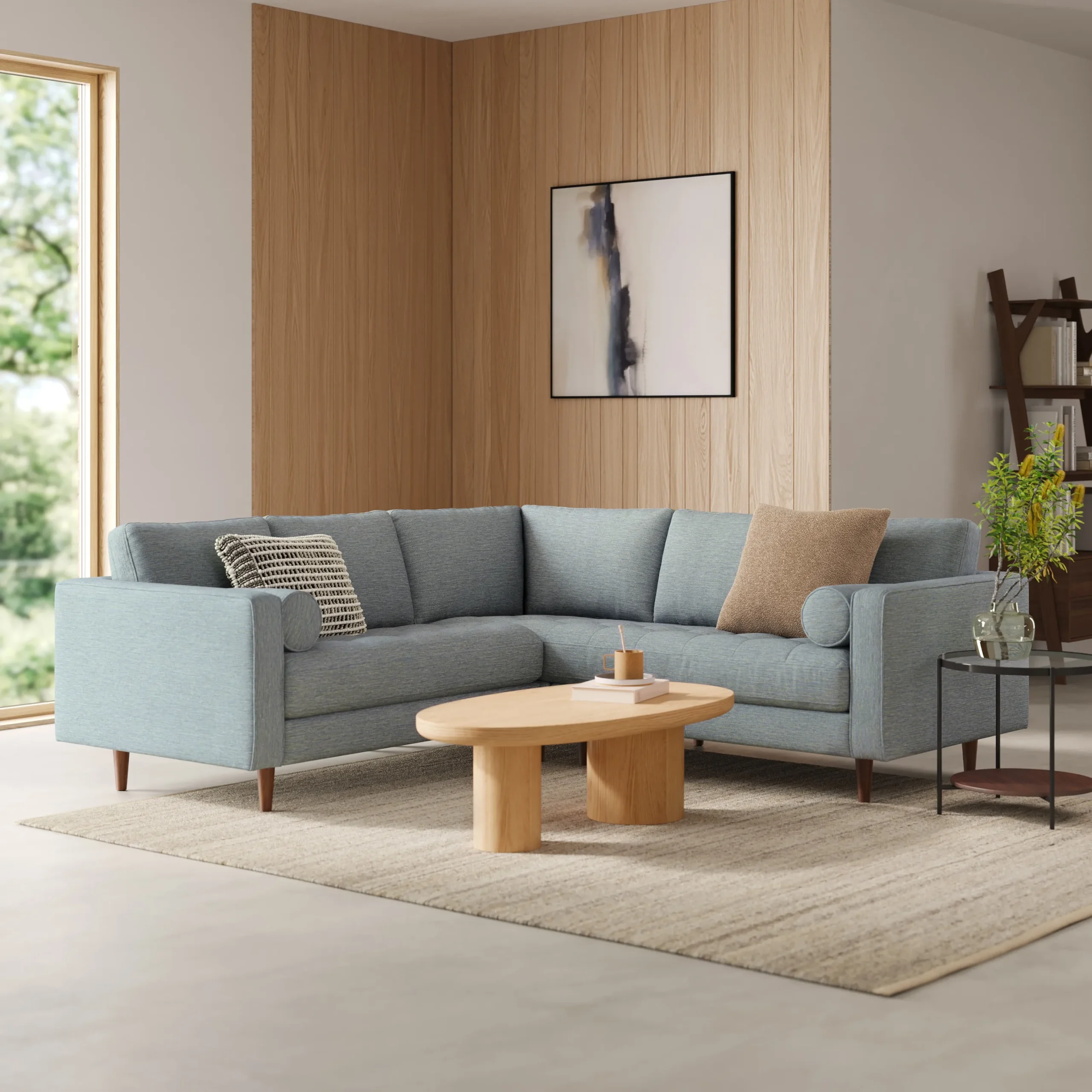 Sven 91_ Tufted Corner Sectional - Silver Light Blue