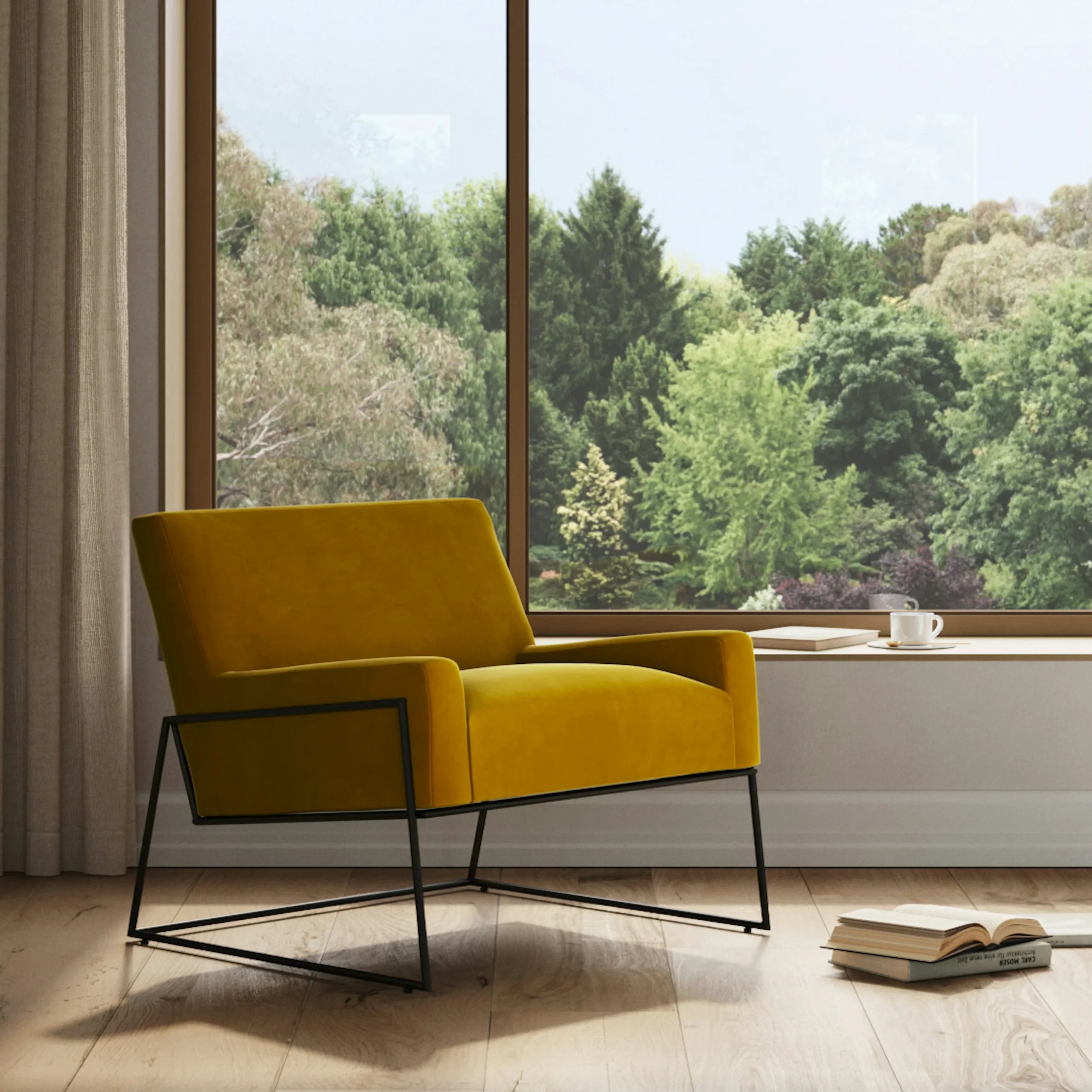 Regis 33_ Velvet Lounge Chair - Yarrow Gold - Image 8