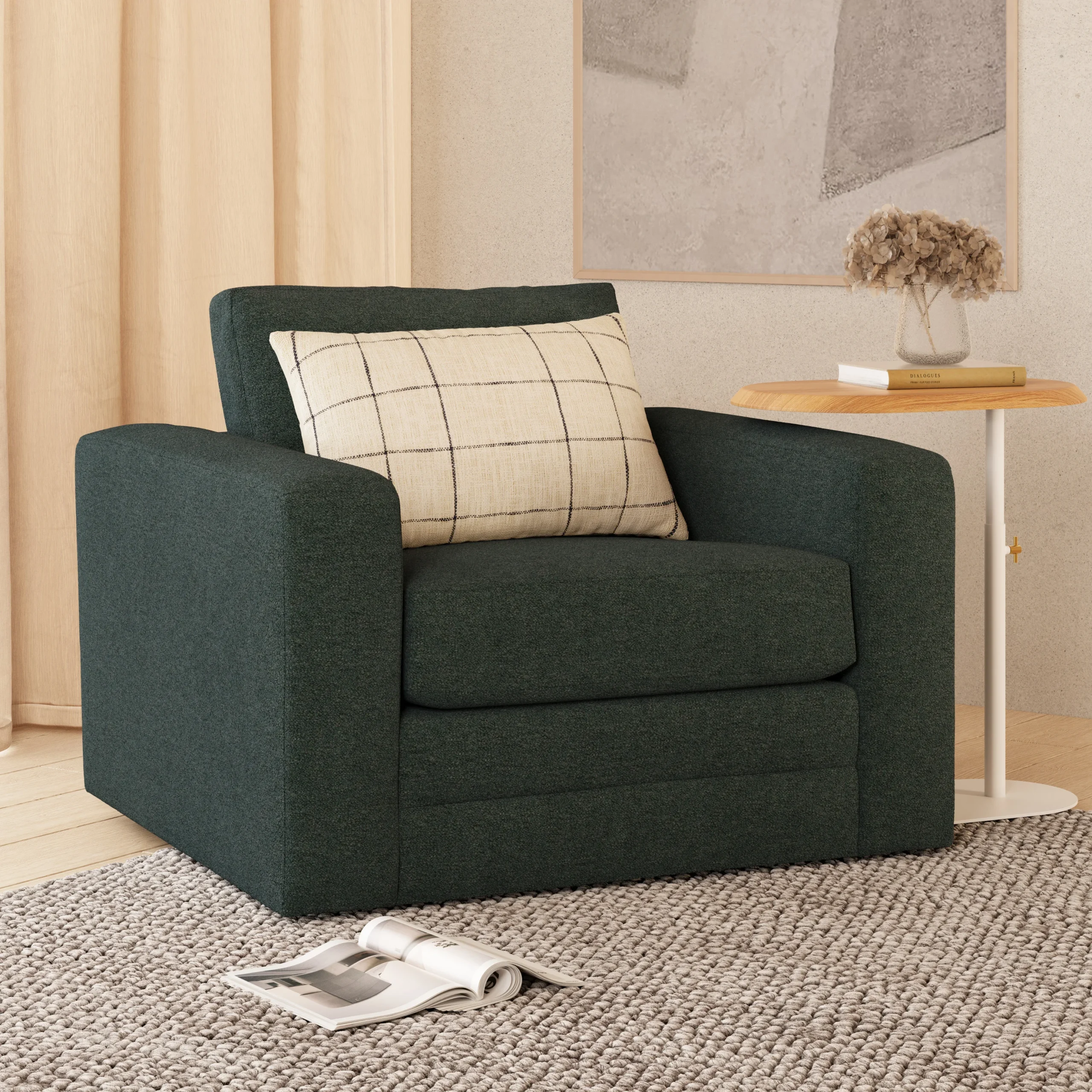 Riley 42_ Lounge Chair - Green Wool Bouclé