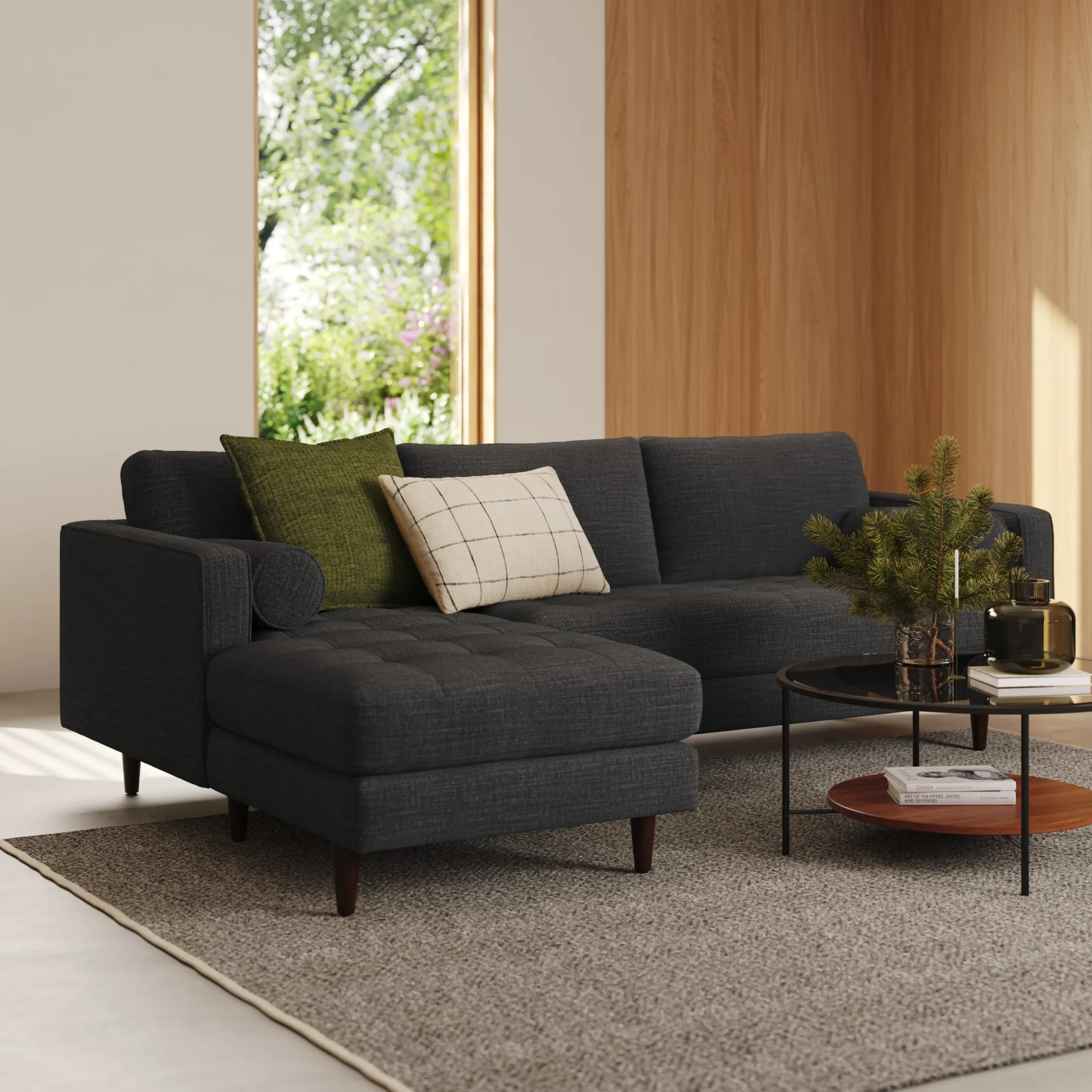 Sven 100_ Tufted Left Sectional - Napa Charcoal