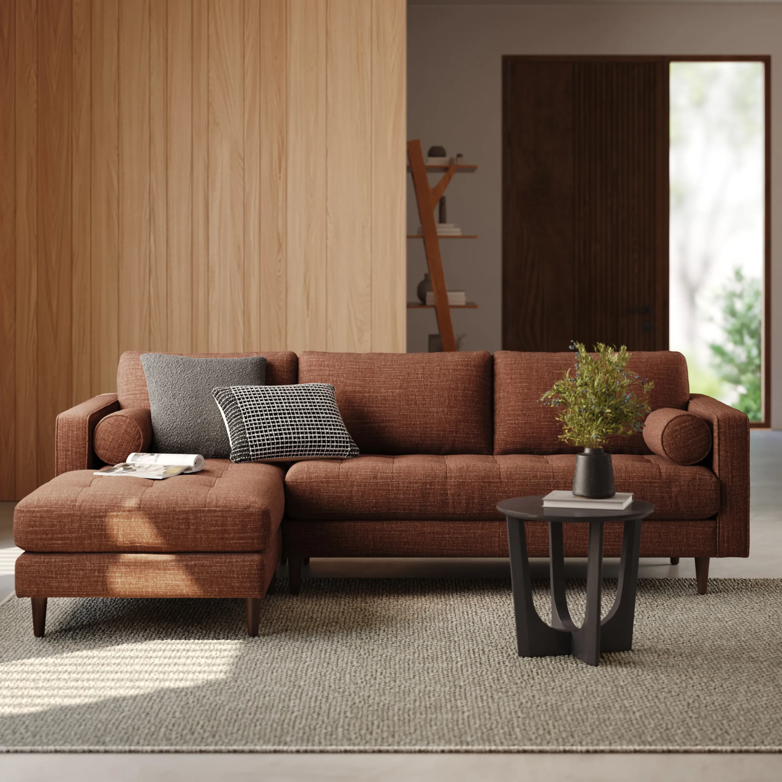 Sven 100_ Tufted Left Sectional - Napa Rust