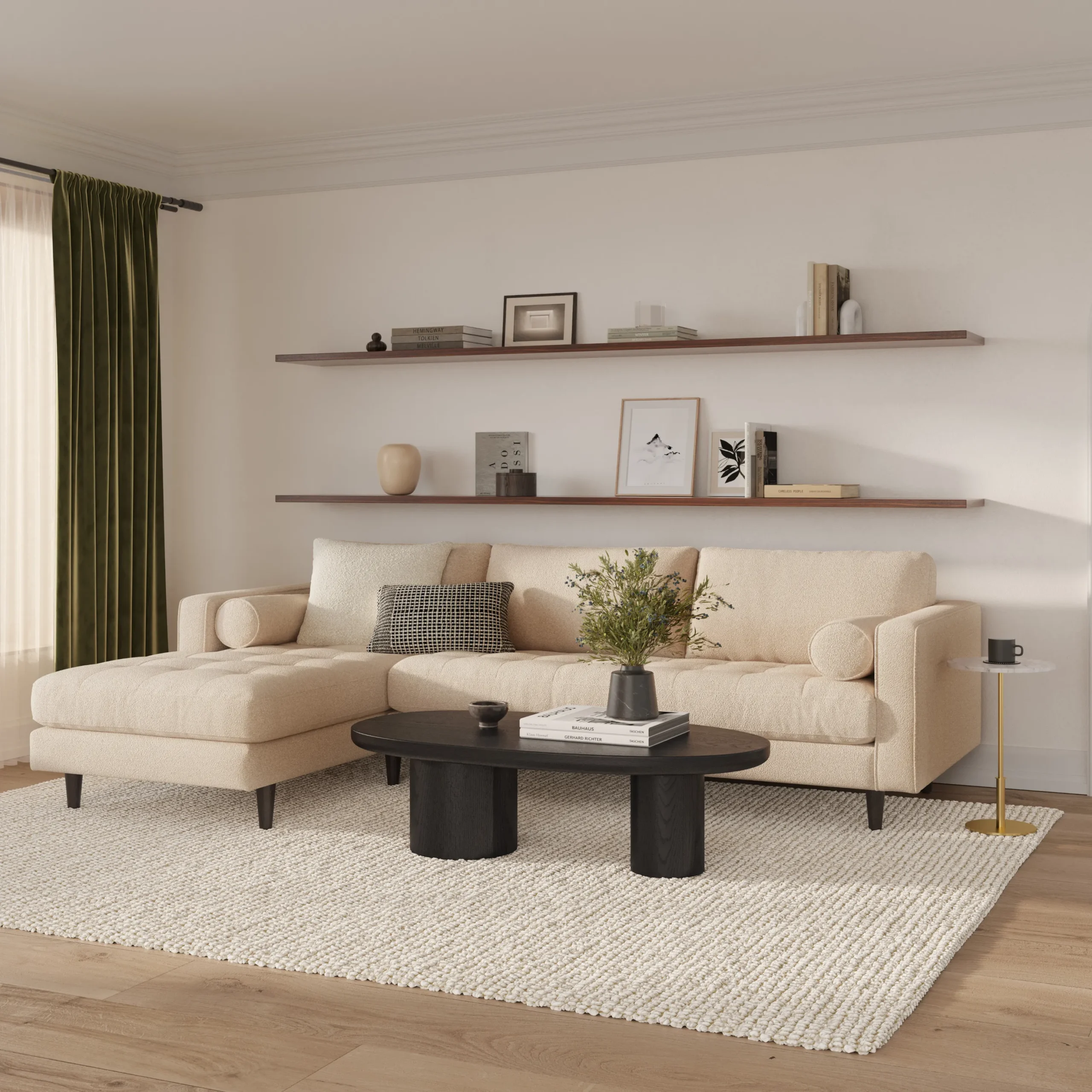 Sven 100_ Tufted Left Sectional - Ratine Buff