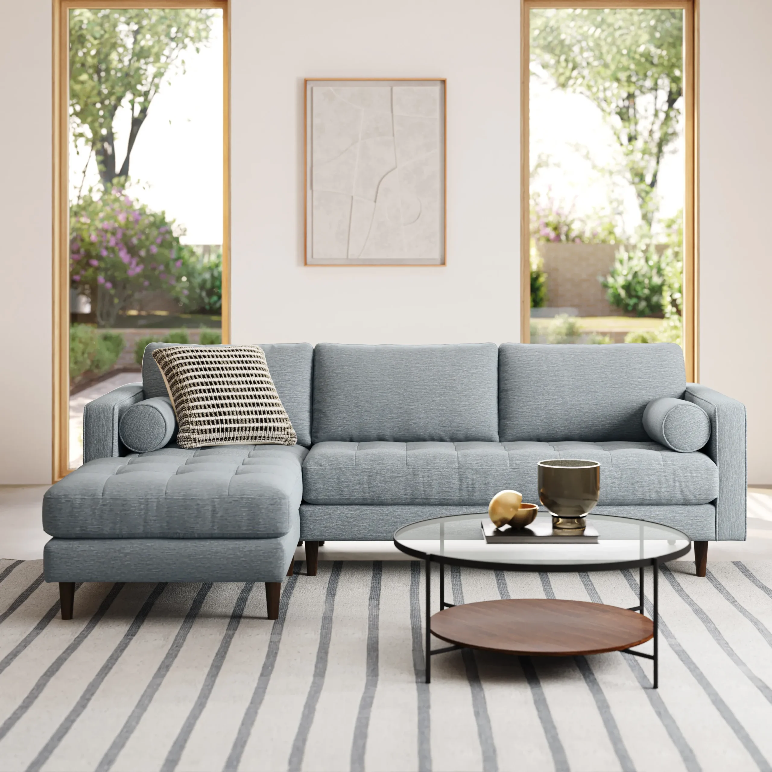 Sven 100_ Tufted Left Sectional - Silver Light Blue