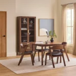 Meja Leather Dining Chair - Walnut and Oxford Black