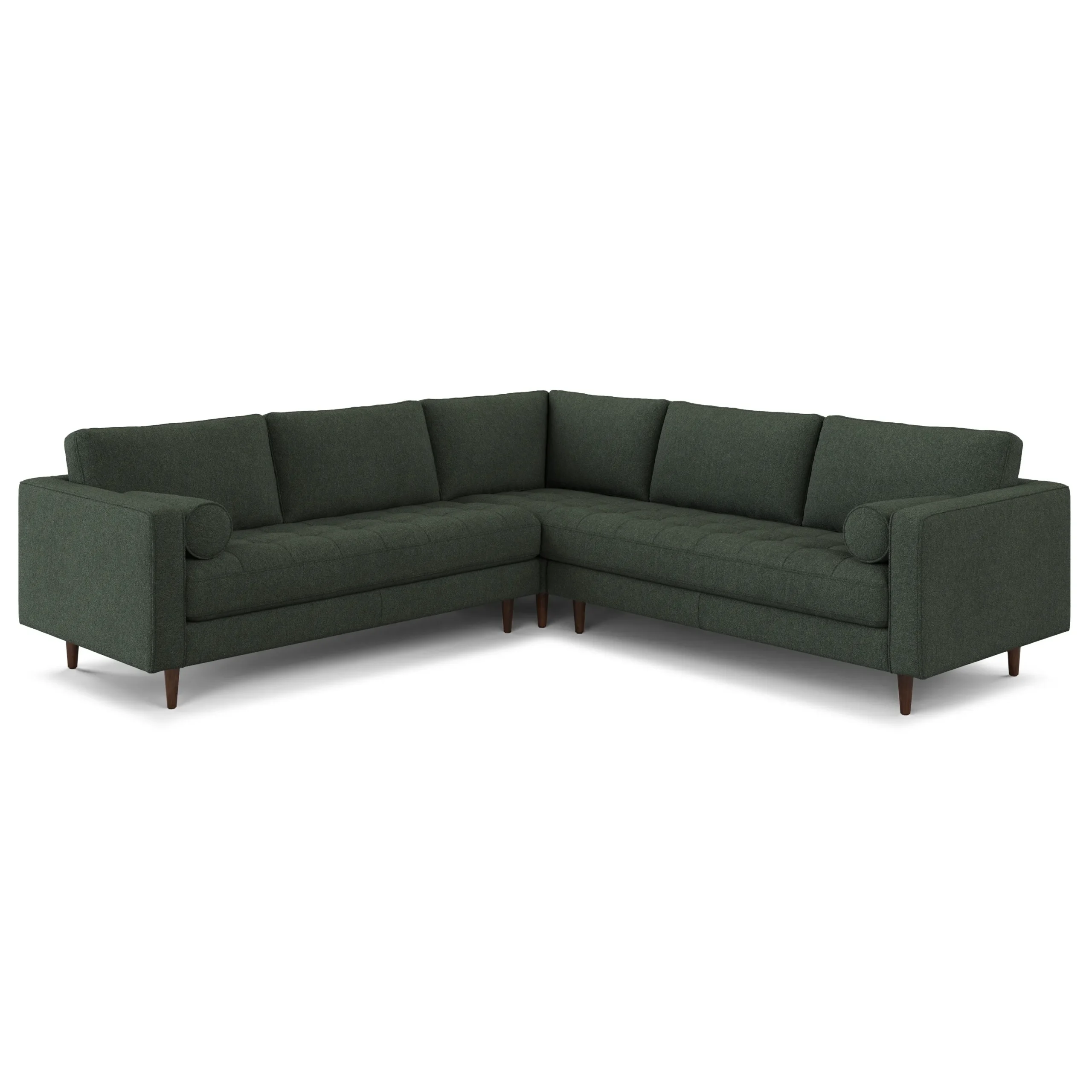 Sven 107_ Tufted Corner Sectional - Green Wool Bouclé - Image 2
