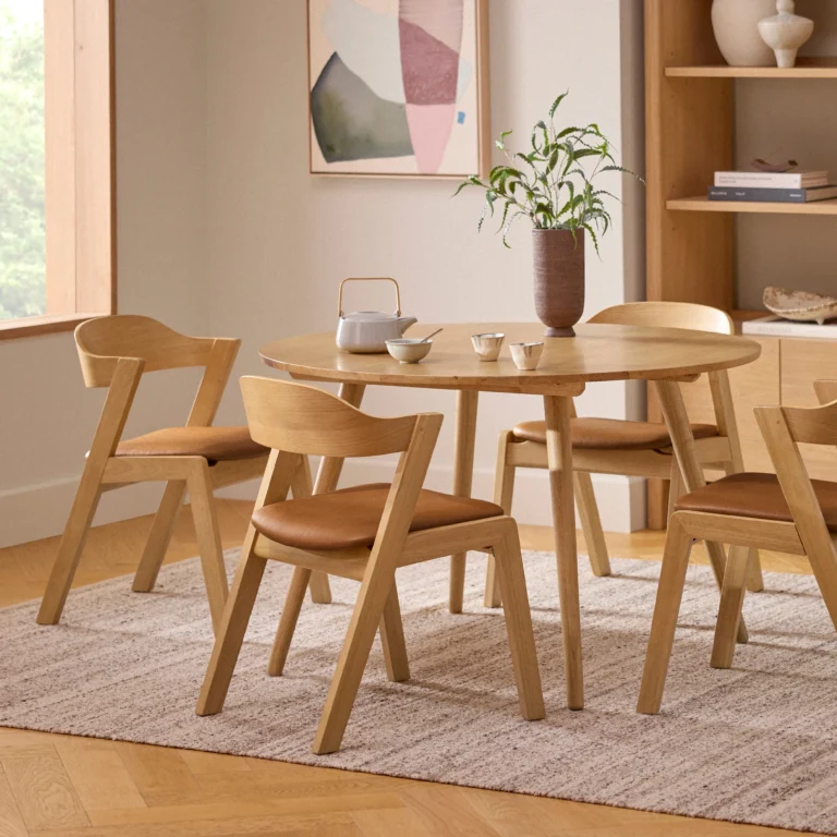 Meja Leather Dining Chair - Oak and Taos Tan