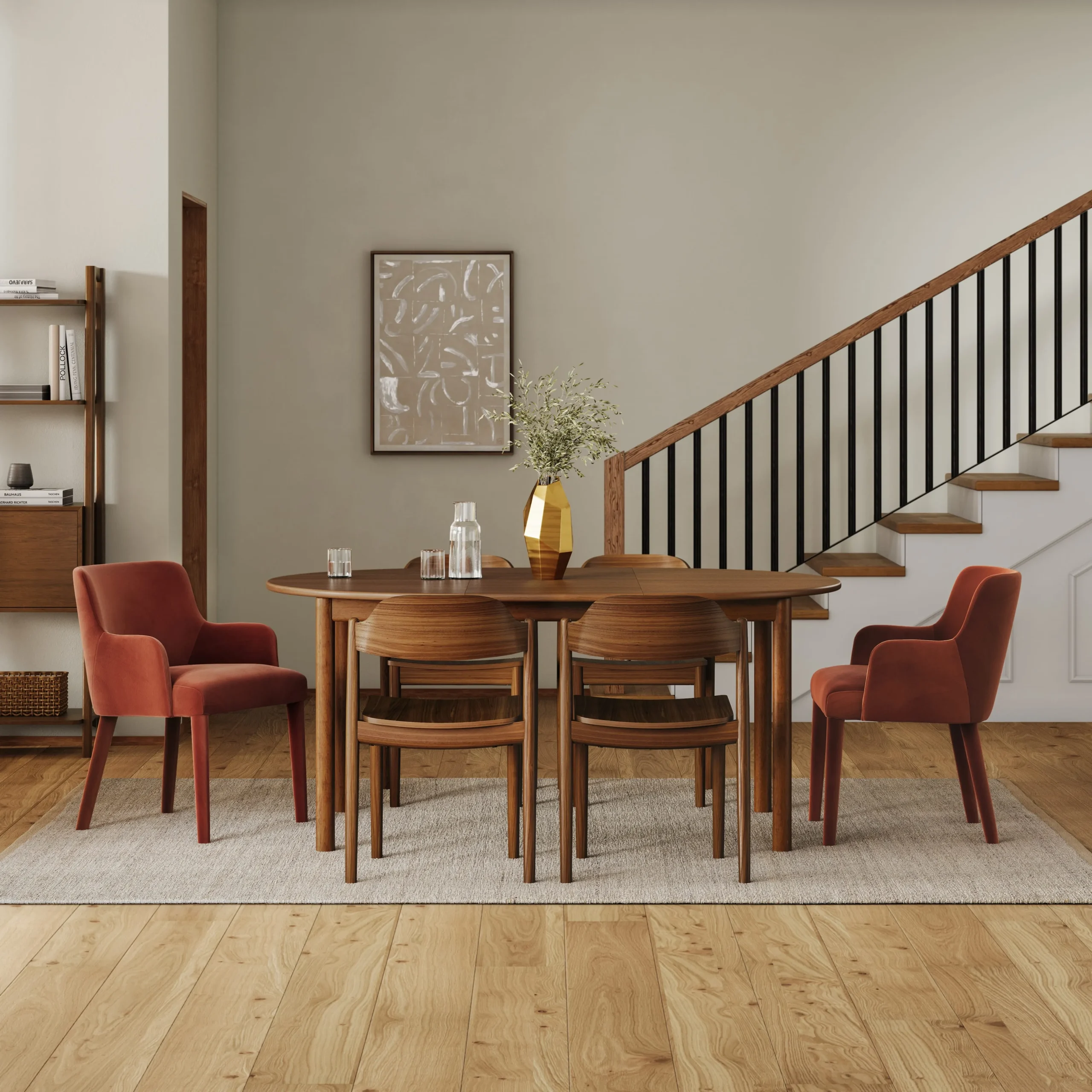 Harris Velvet Dining Armchair - Hale Rust