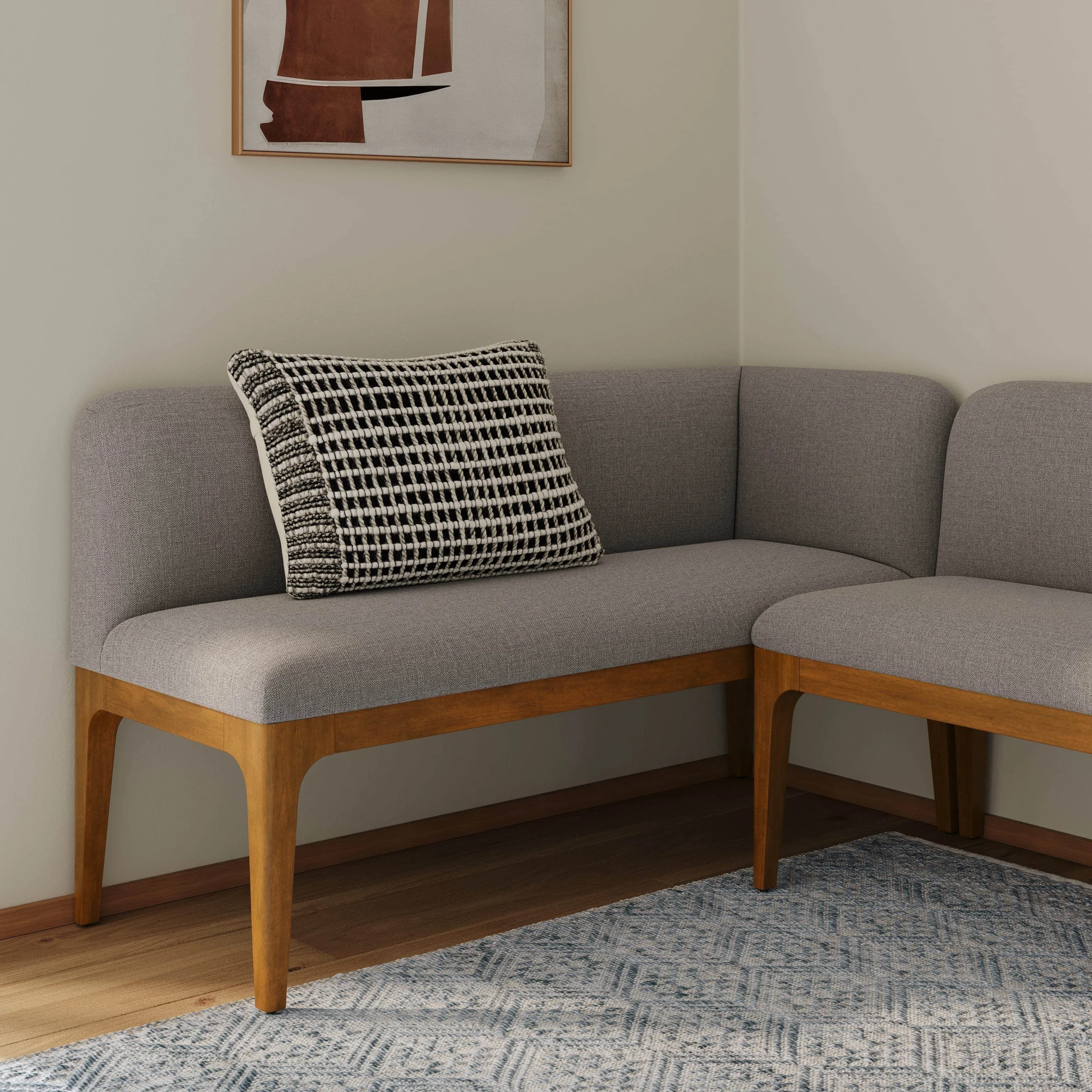 Right Corner Banquette - Smoked Oak and Hestia Gray - Image 3