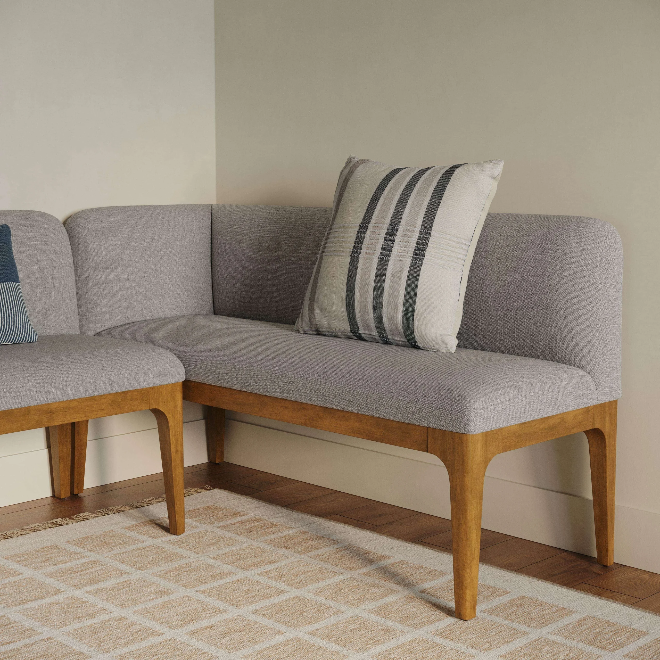 Left Corner Banquette - Smoked Oak and Hestia Gray - Image 3