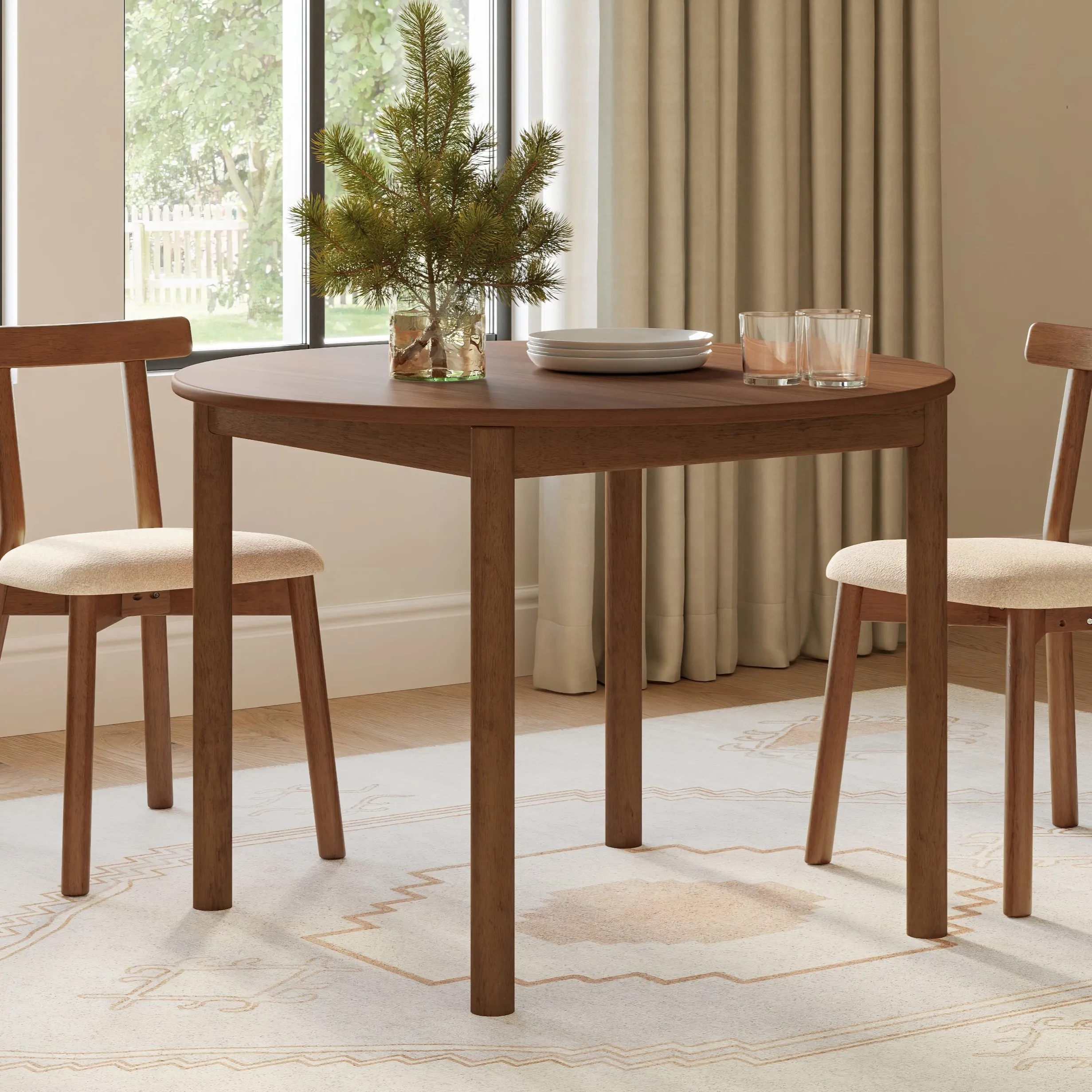 Heidi 42_ Round Dining Table - Walnut