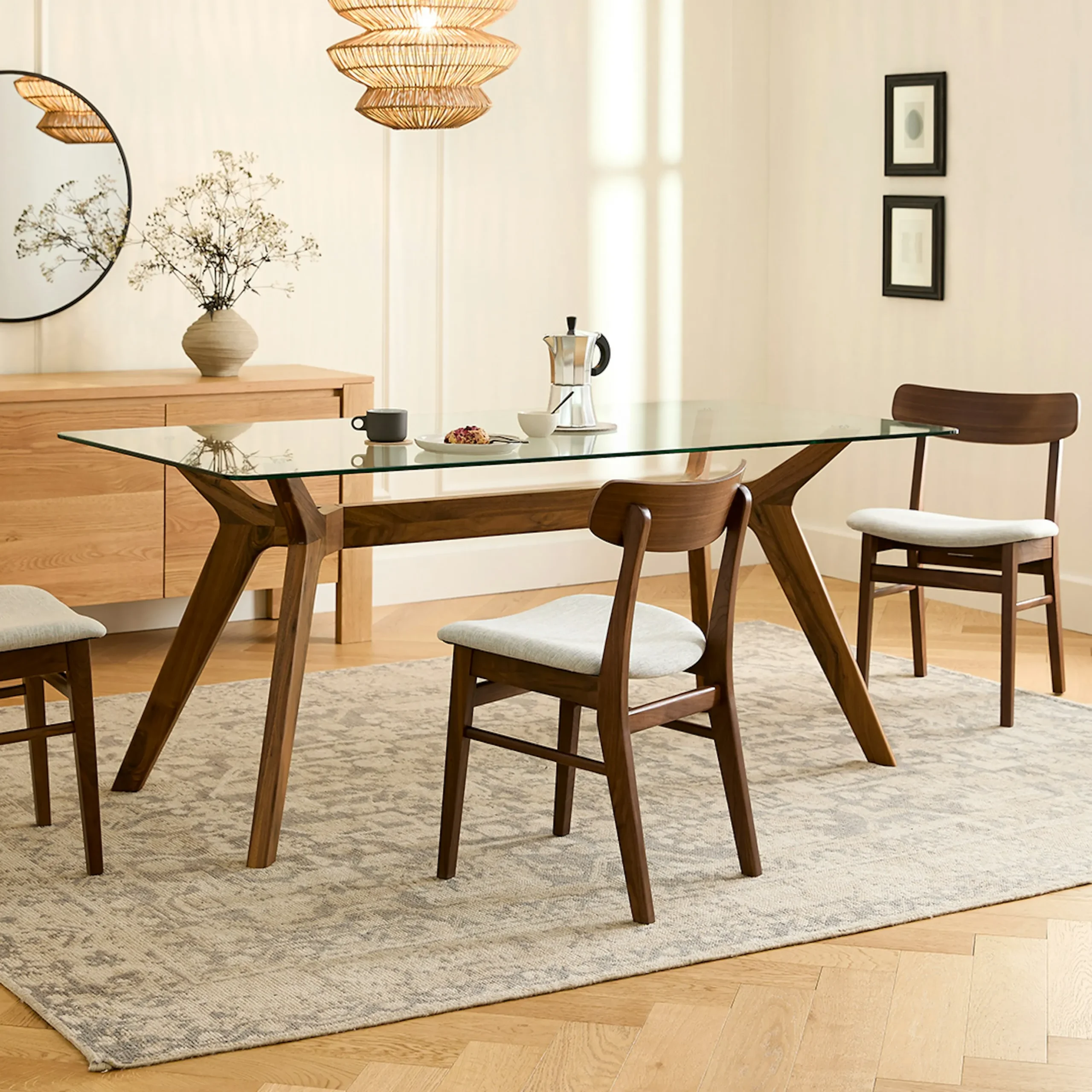Emmer 71_ Glass Dining Table - Walnut - Image 3