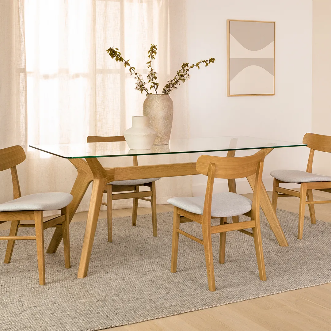 Emmer 71_ Glass Dining Table - Oak - Image 3