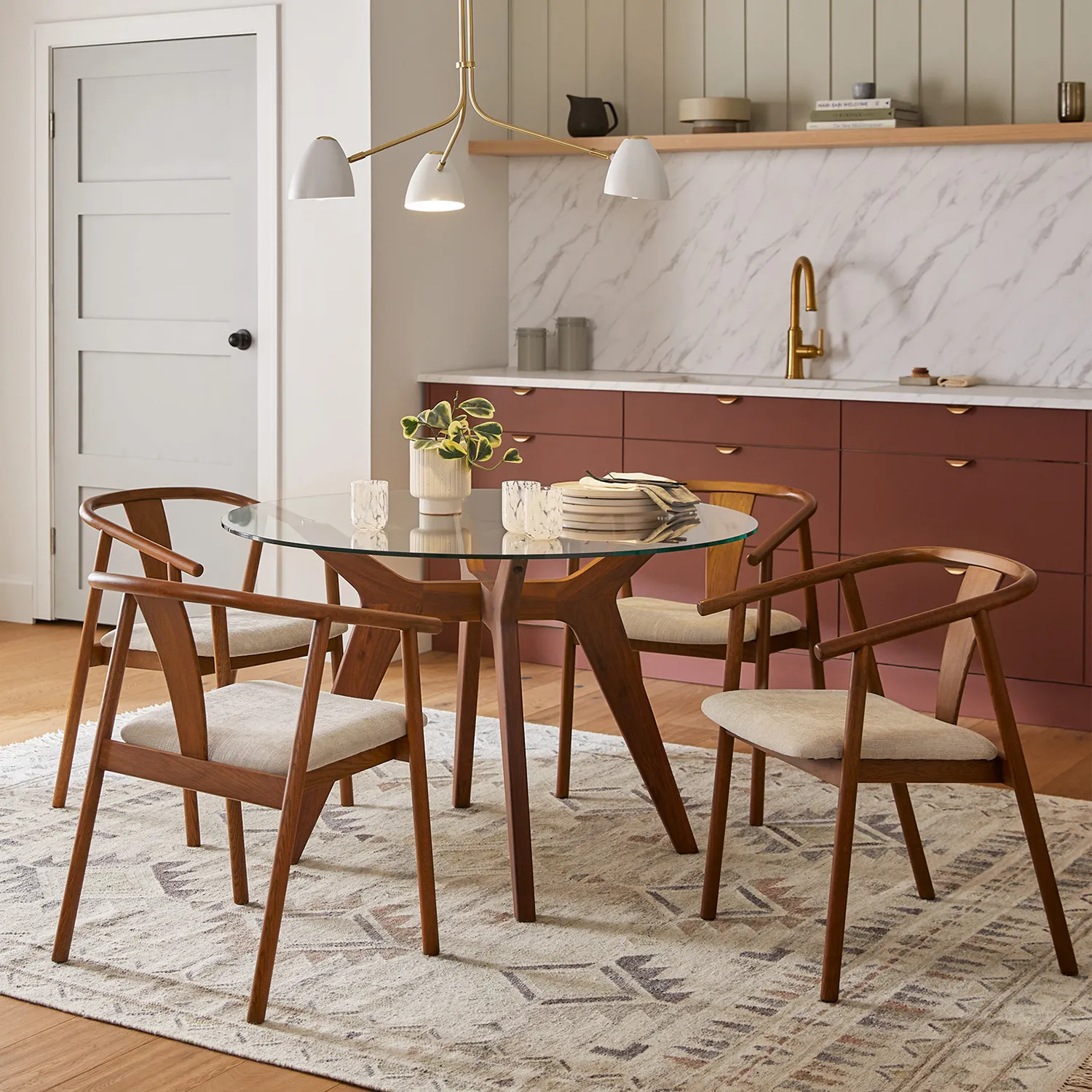 Emmer 47.25_ Glass Dining Table - Walnut - Image 2