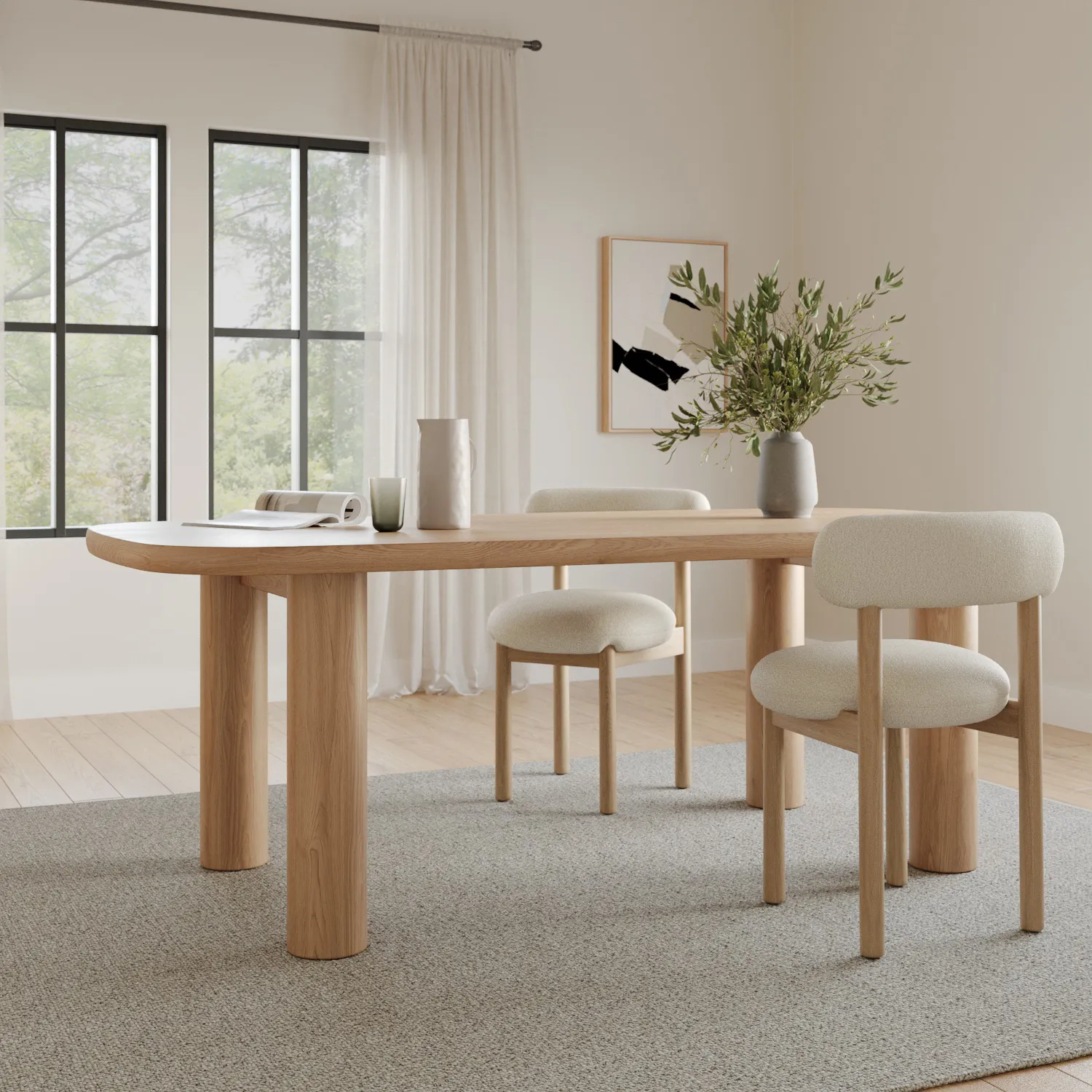 Adel 82.5_ Dining Table - White Oak - Image 3