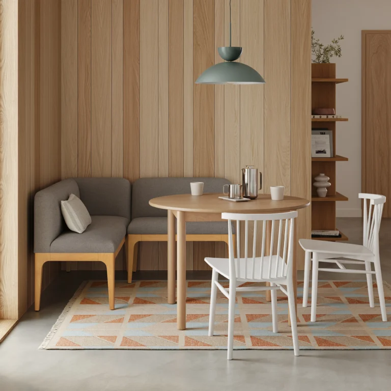 Armless Banquette - Natural Oak and Hestia Gray