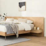Nera King Low Profile Bed with Nightstands Set - Oak