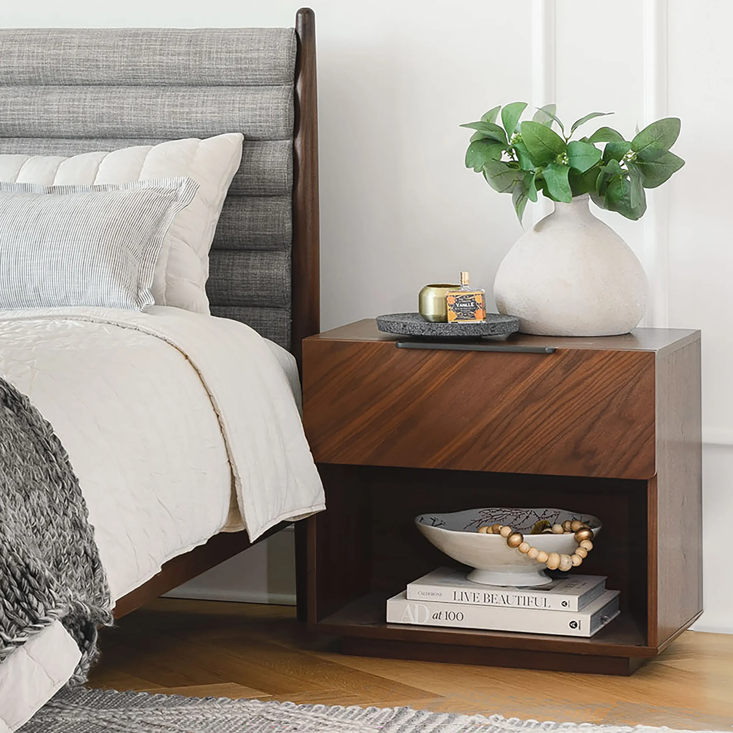 Nera 1-Drawer Nightstand - Walnut - Image 2