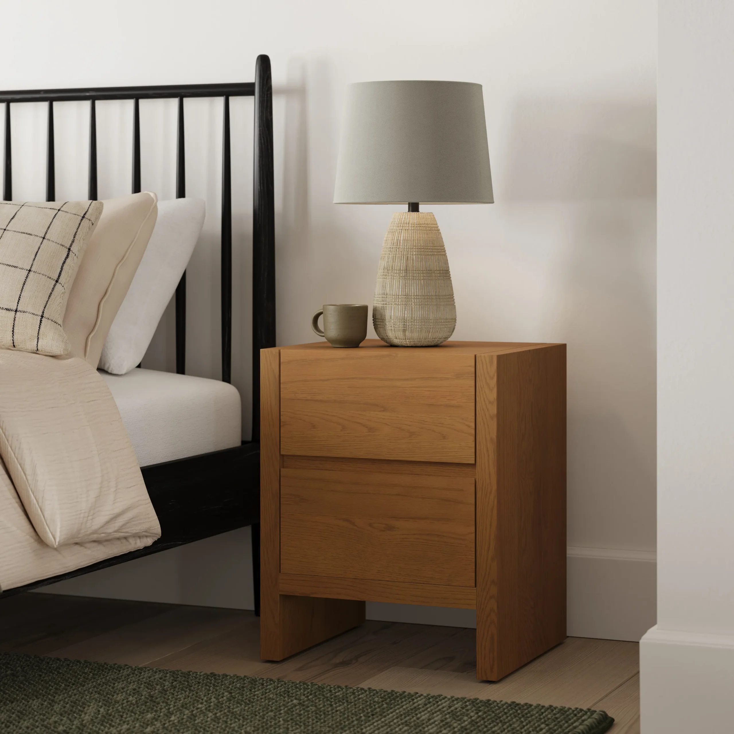 Leif 2-Drawer Nightstand - Smoked Oak