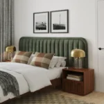 Rolph Queen Velvet Headboard - Plush Pacific Green