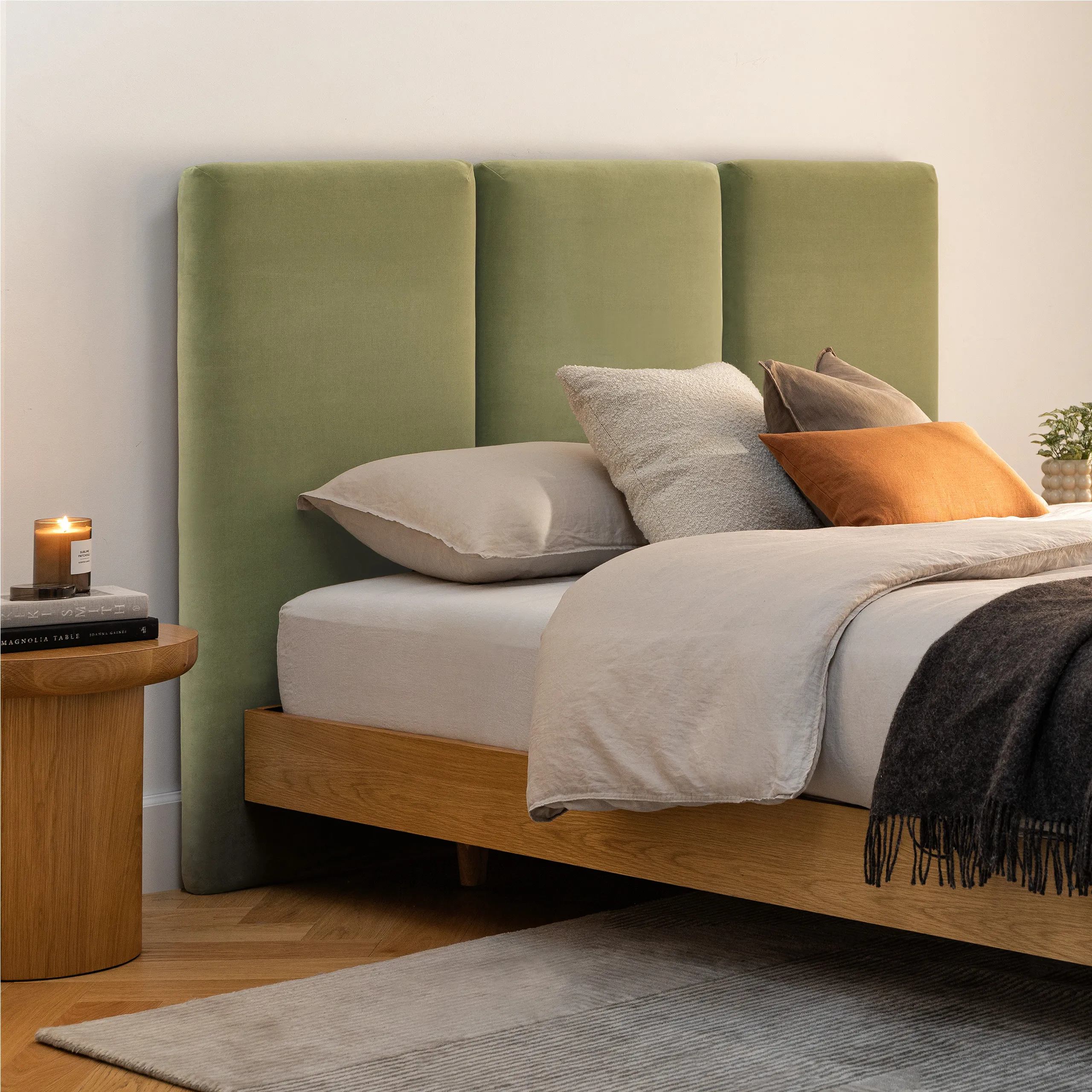 Noel Queen Velvet Headboard - Plush Pacific Sage - Image 2
