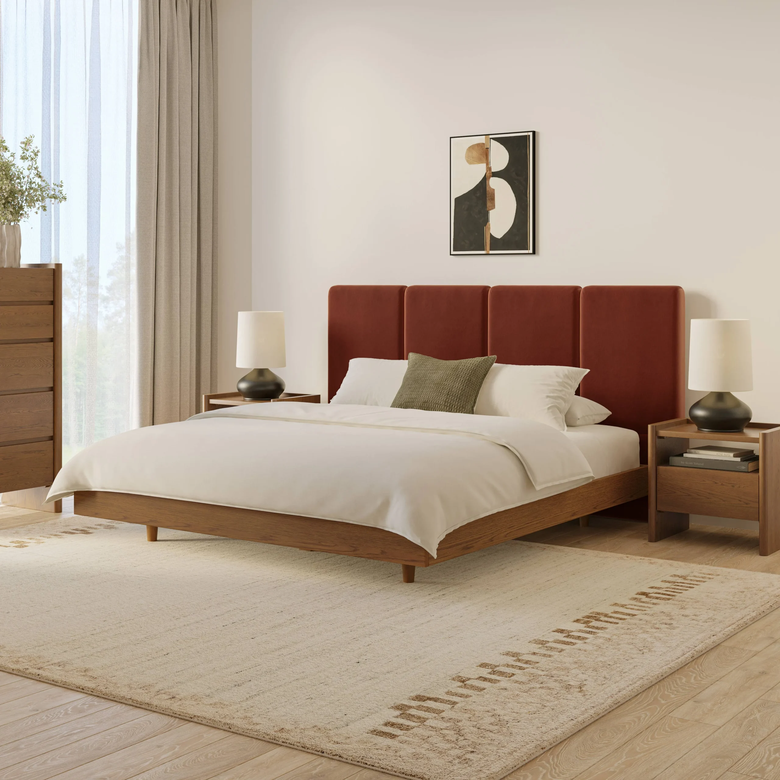 Noel King Velvet Headboard - Hale Rust