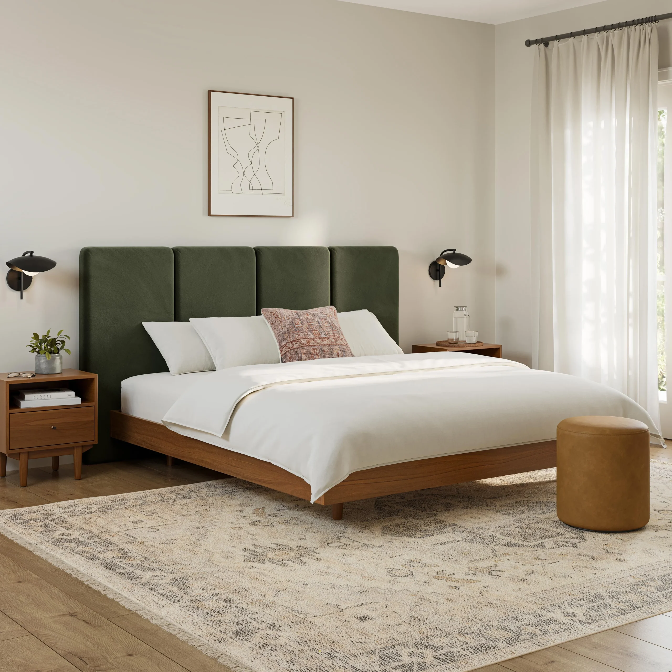 Noel King Velvet Headboard - Hale Fir Green