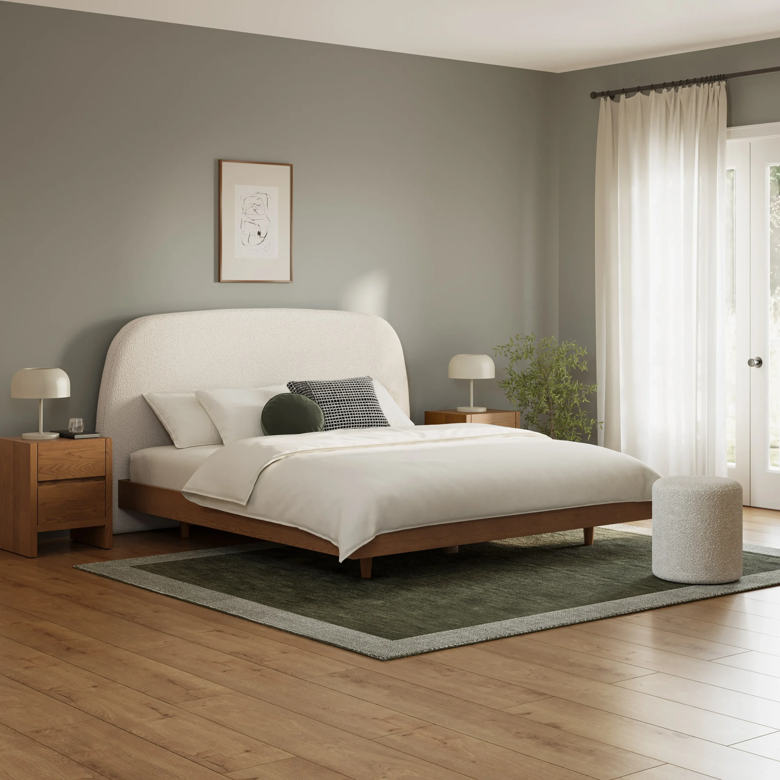 Kaleo King Headboard - Ivory Wool Bouclé