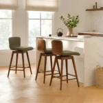 Sede Swivel Counter Stool - Walnut and Olio Green