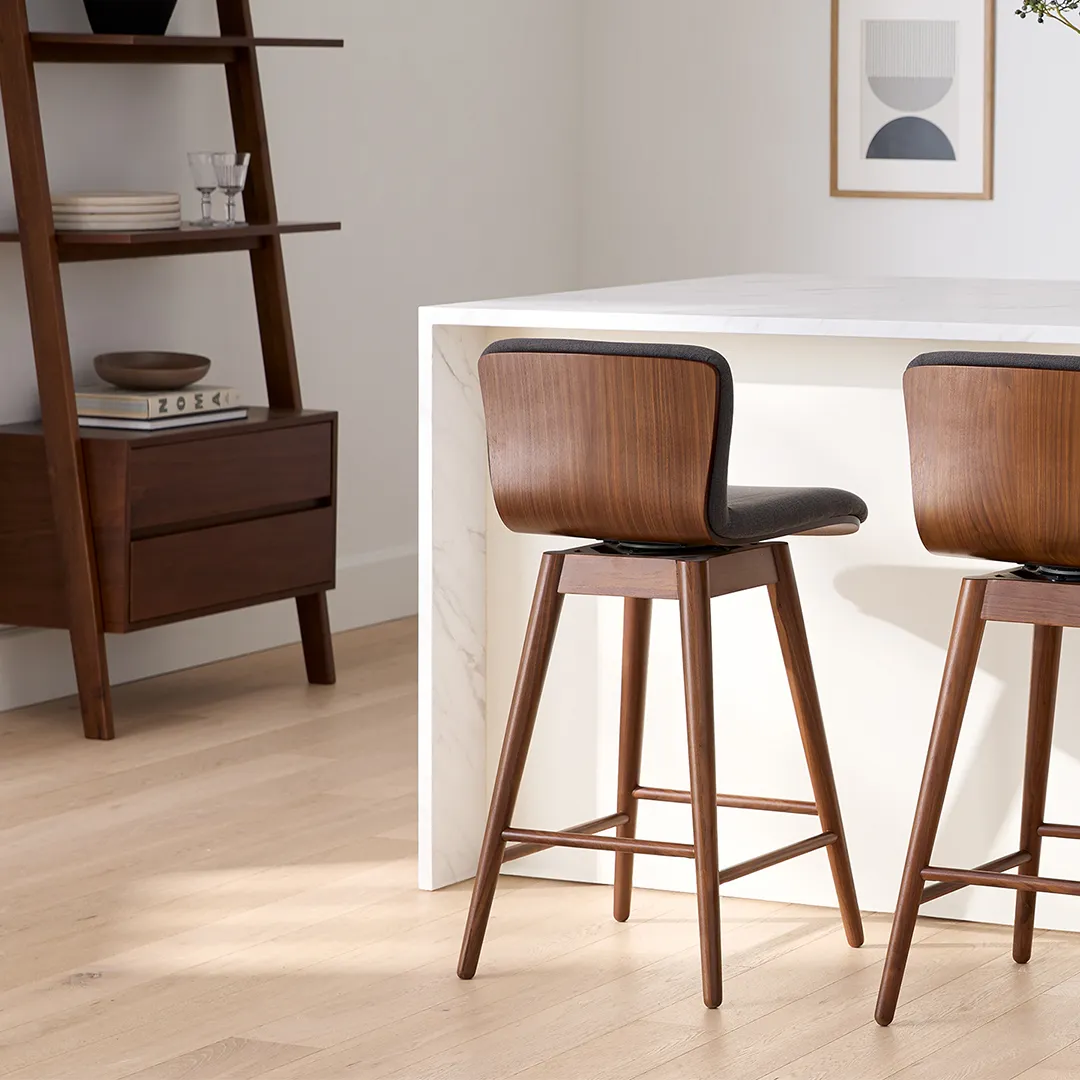 Sede Swivel Counter Stool - Walnut and Miller Gray - Image 3