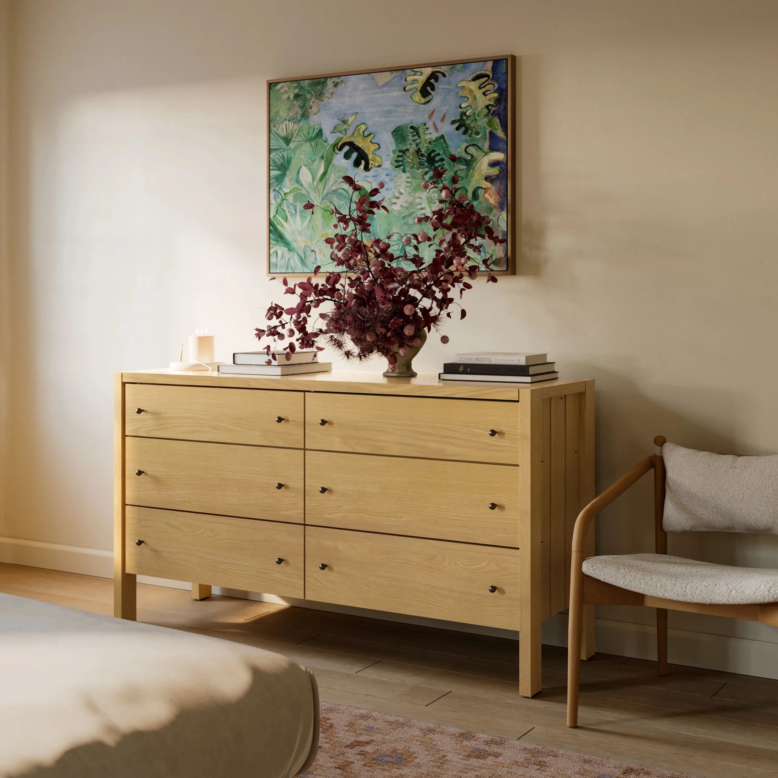 Cassie 6-Drawer Double Dresser - Natural Oak