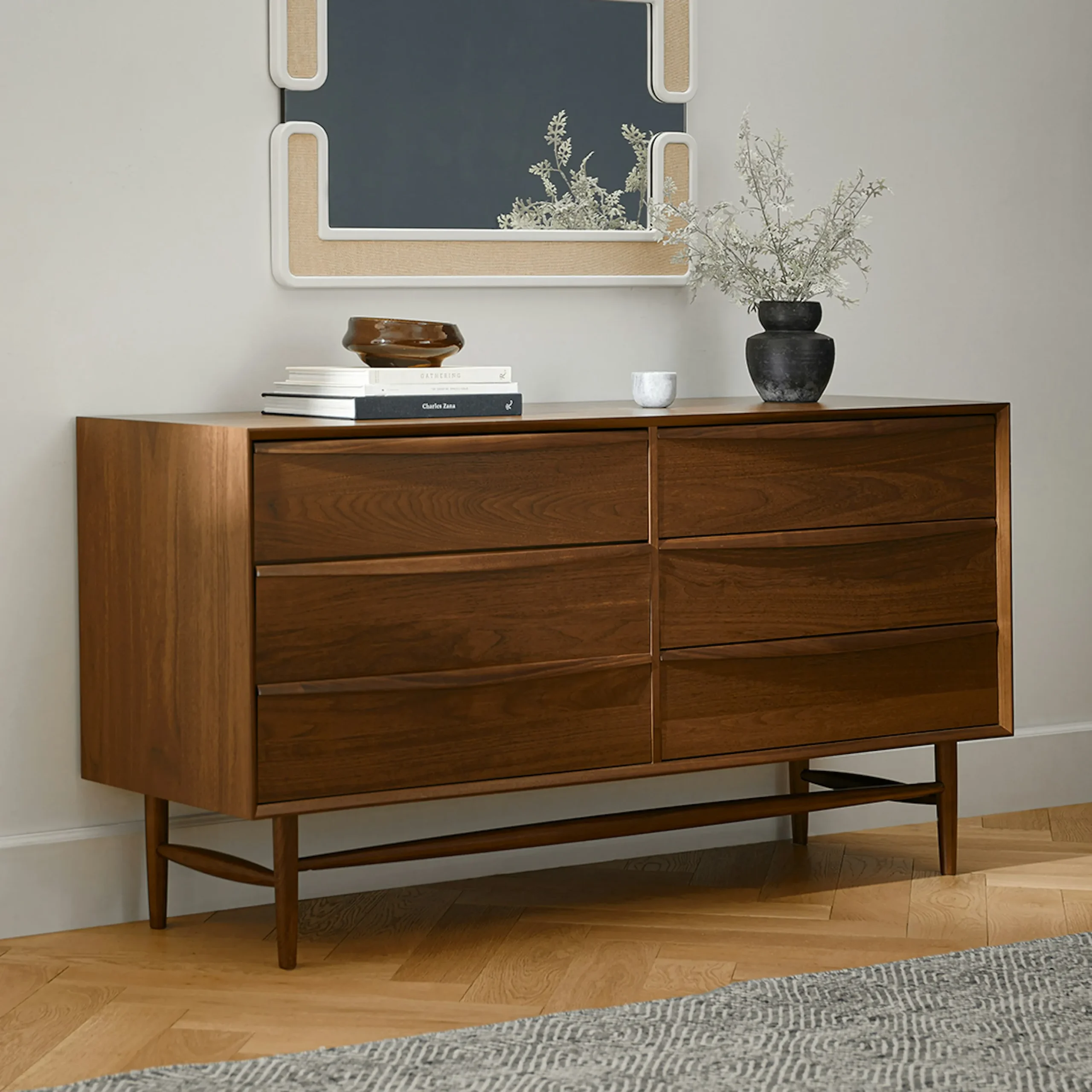 Lenia 6-Drawer Double Dresser - Walnut - Image 2