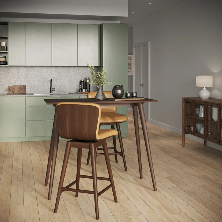 Sede Leather Swivel Bar Stool - Walnut and Toscana Tan