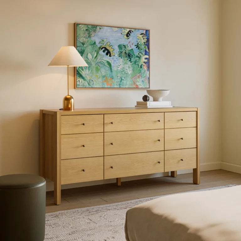 Cassie 9-Drawer Triple Dresser - Natural Oak
