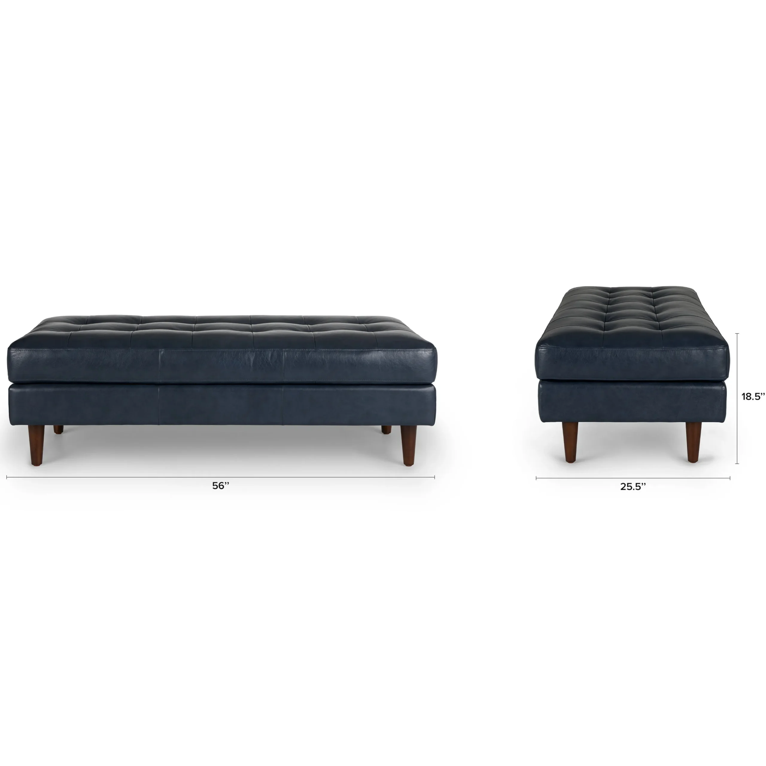 Sven 56_ Tufted Leather Bench - Oxford Blue - Image 2