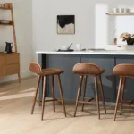 Sede Leather Counter Stool - Walnut and Toscana Tan
