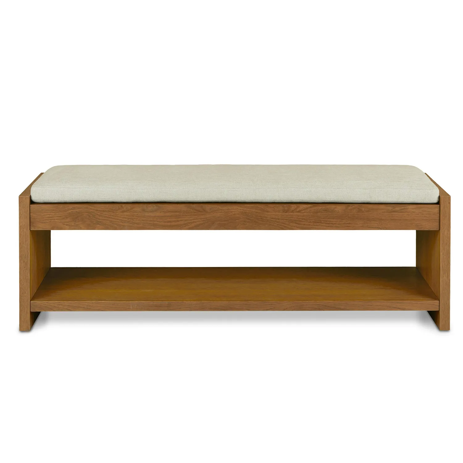 Cassie 56_ Bench - Smoked Oak and Taupe Chenille - Image 3