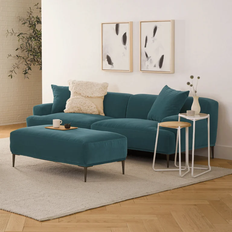 Abisko 45.5_ Velvet Ottoman - Plush Pacific Blue