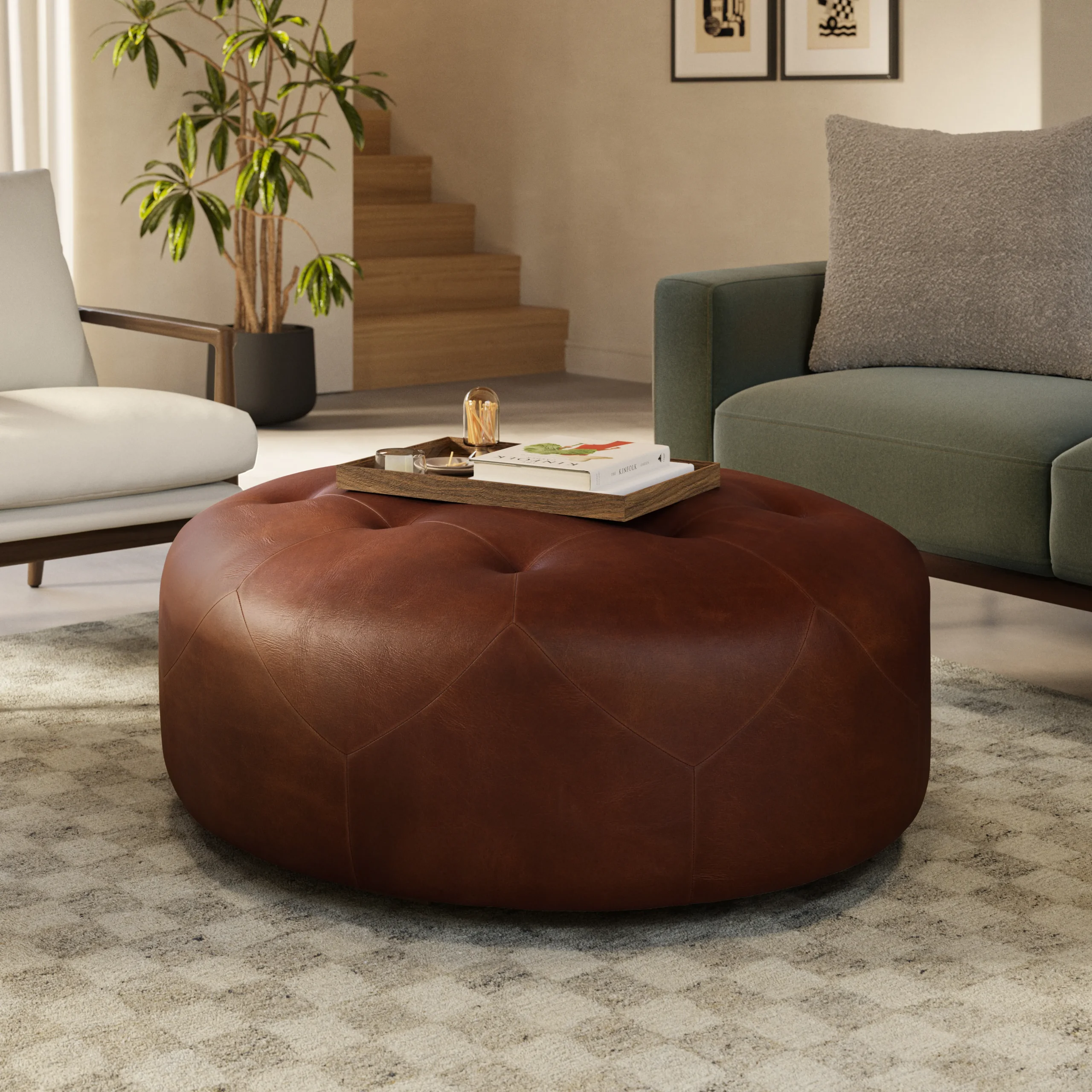 Timpani 41_ Leather Ottoman - Indiana Brown - Image 2