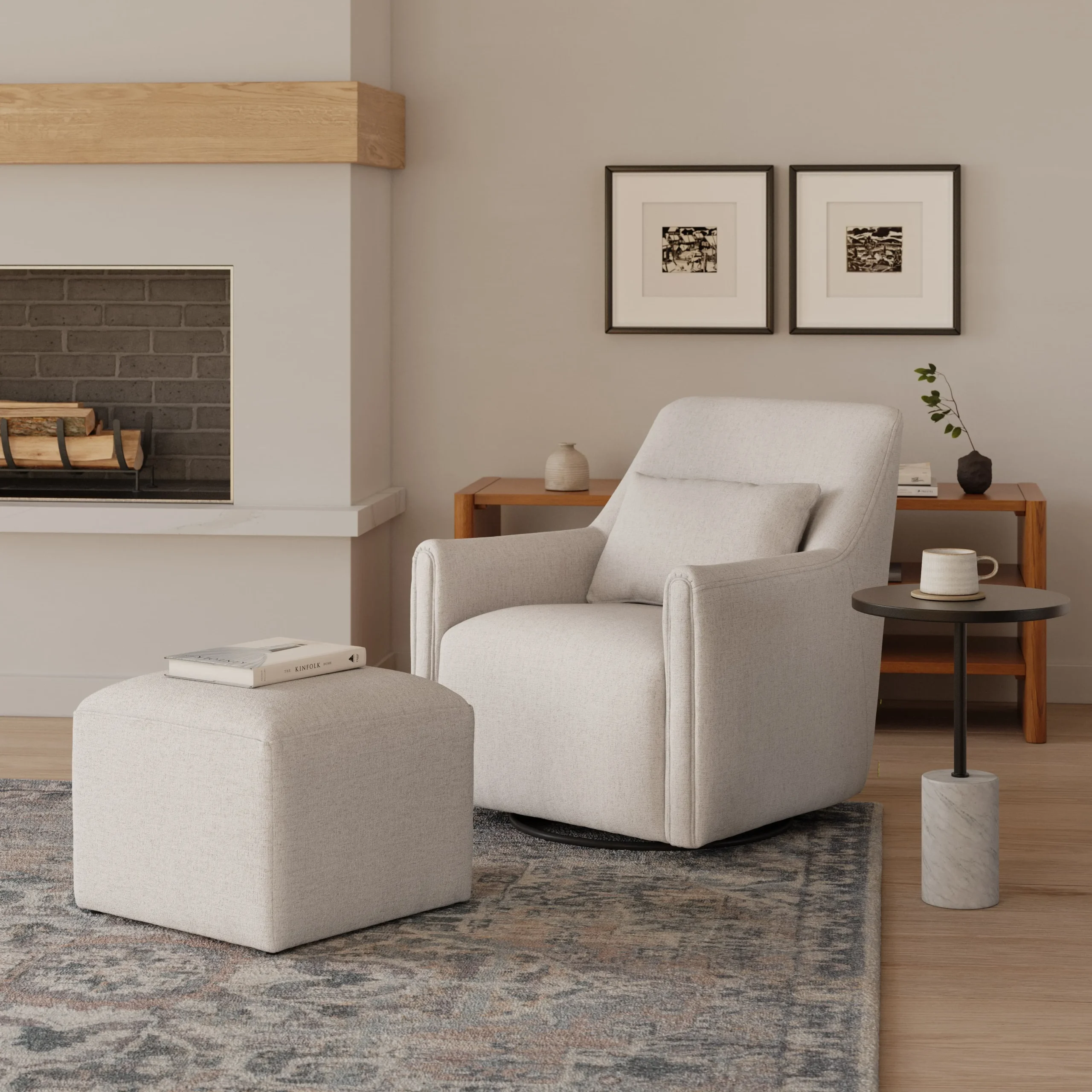 Winslow 29.5_ Swivel Glider Chair - Napa White - Image 4