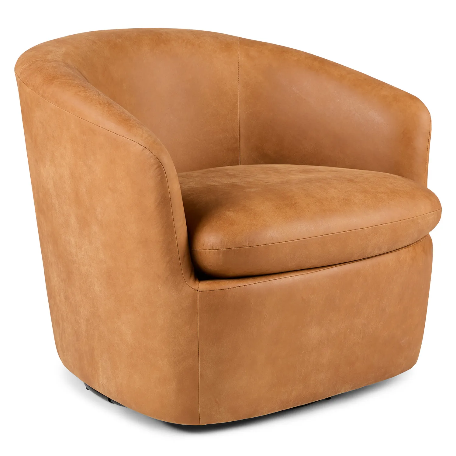 Turoy 32.5_ Leather Swivel Lounge Chair - Rawhide Tan - Image 6